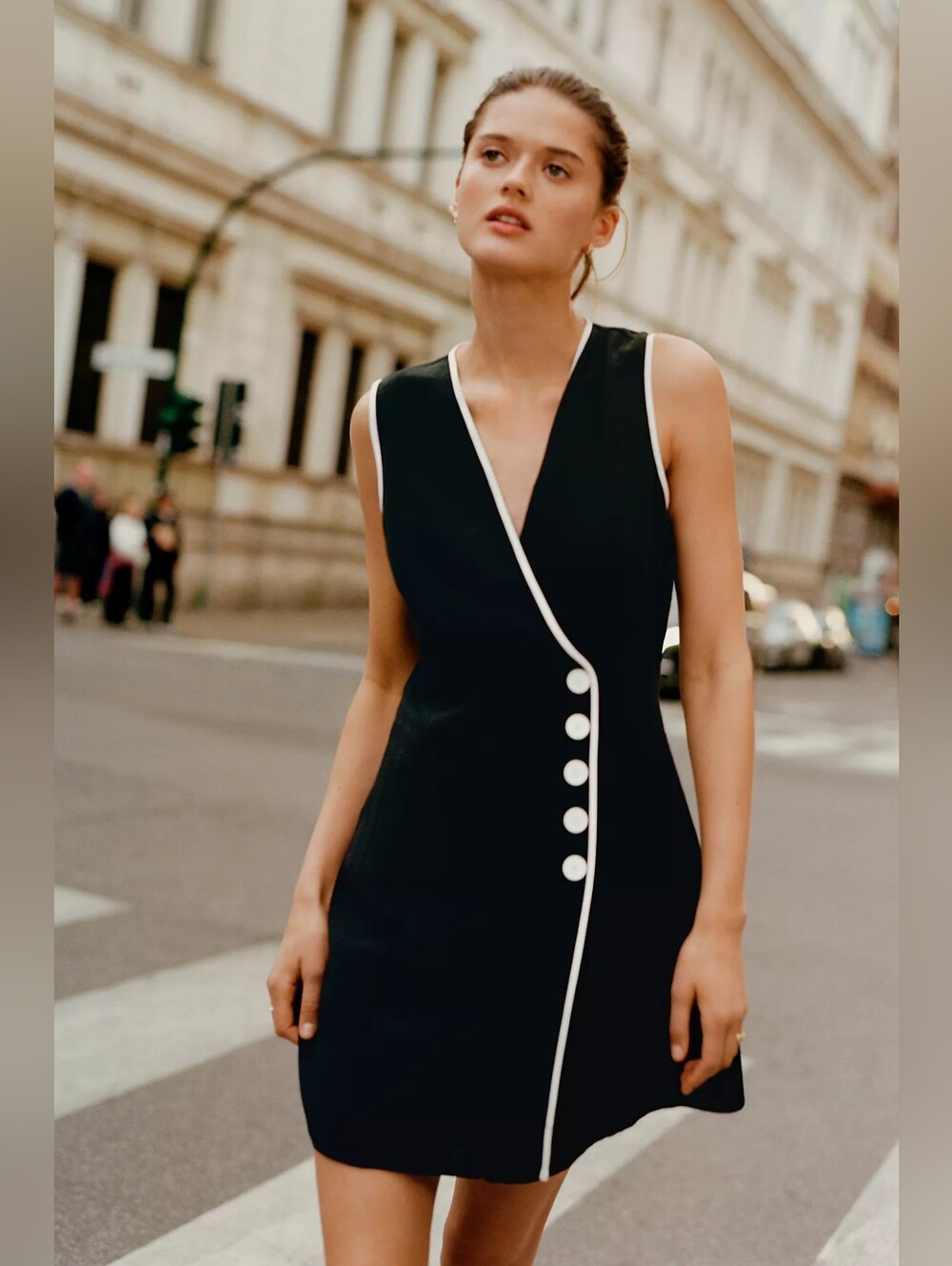 Anthropologie Mare Mare Black Button Linen Dress